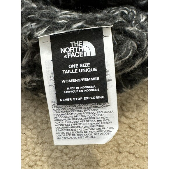 NWT The North Face Rhodina Beanie TNF Black/White Women One Size Cozy Chunky Hat - Picture 6 of 8
